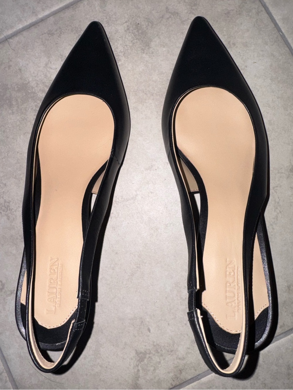 Lauren Ralph Lauren Lolah Black Pointed-Toe Slingback Heels